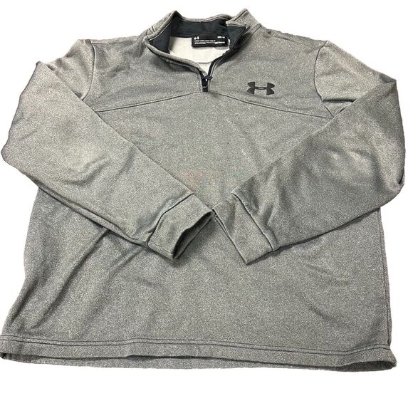 Under Armour 1/4 Zip Sweater Mens Size M Gray Cold Gear Pullover Sweatshirt - Picture 2 of 5